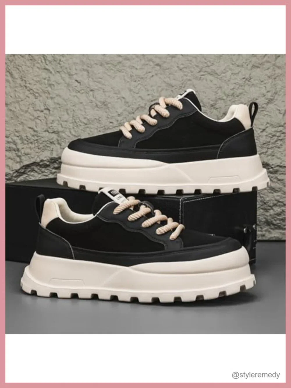 Men's Platform Retro Sneakers Chunky Lace-up Casual Fashion Tennis Running Shoes